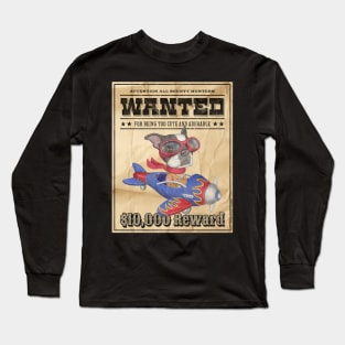 Funny Cute Boston Terrier Wanted Poster Long Sleeve T-Shirt